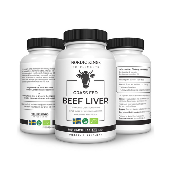 100% Grass Fed & Organic Beef Liver 180 Caps 450Mg