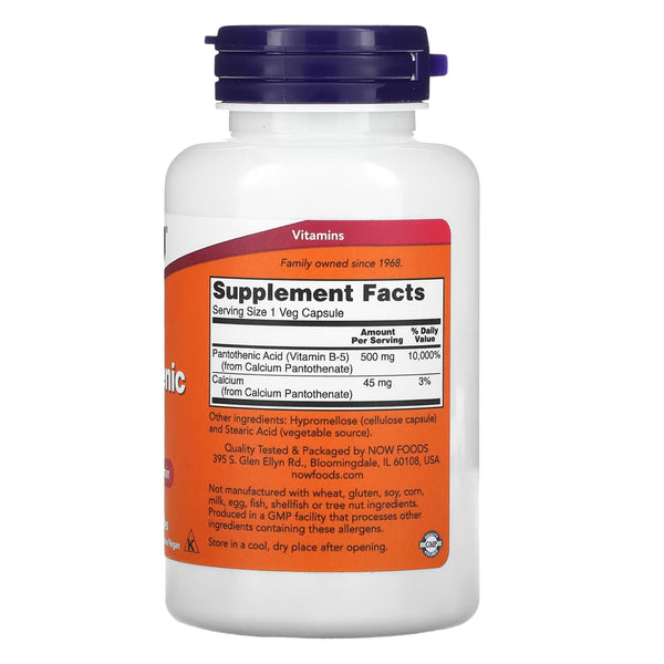 Pantothenic Acid, 500 mg, 100 Veg Capsules