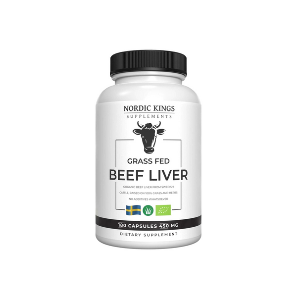 100% Grass Fed & Organic Beef Liver 180 Caps 450Mg