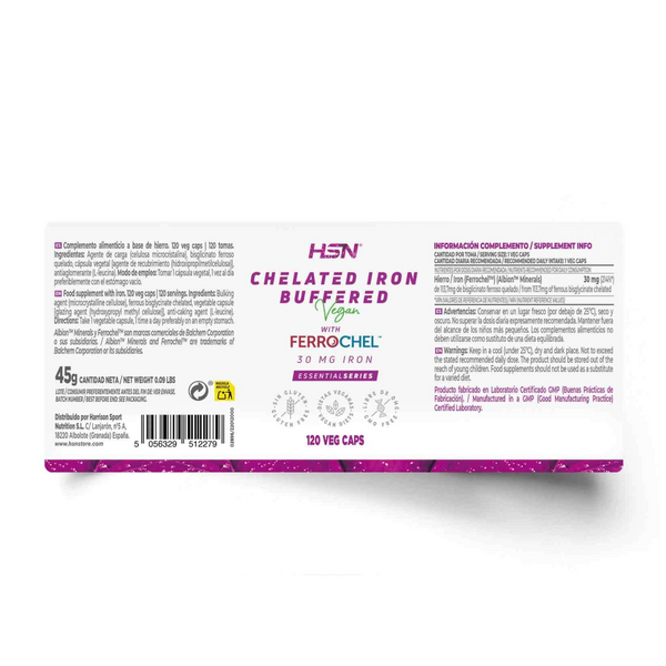 Iron Bisglycinate Ferrochel (30MG Iron), 120 Veg Capsules