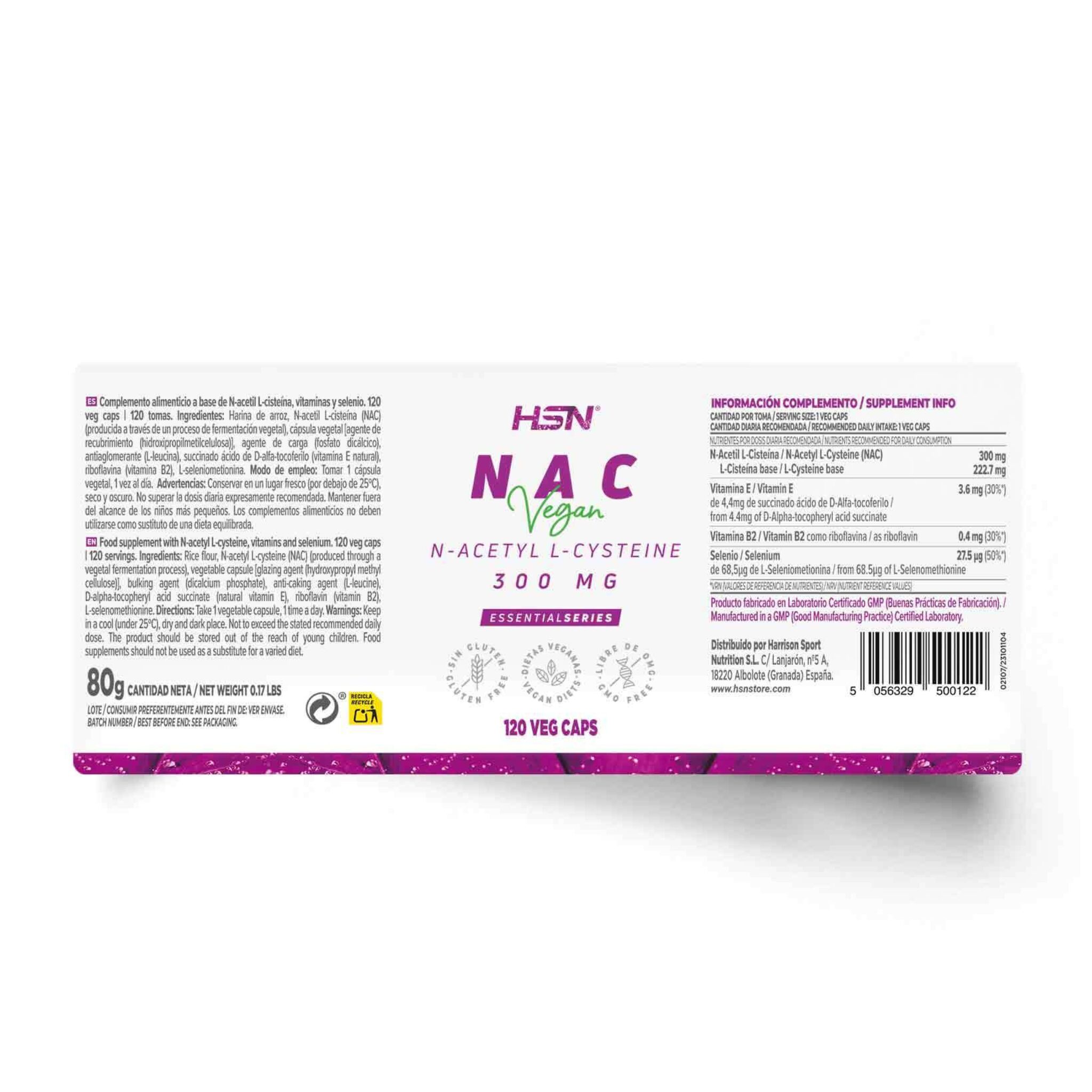 NAC (N-acetyl-L-cysteine) 300mg, 120 Veg Capsules - Image 2