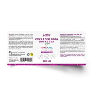 Iron Bisglycinate Ferrochel (30MG Iron), 120 Veg Capsules