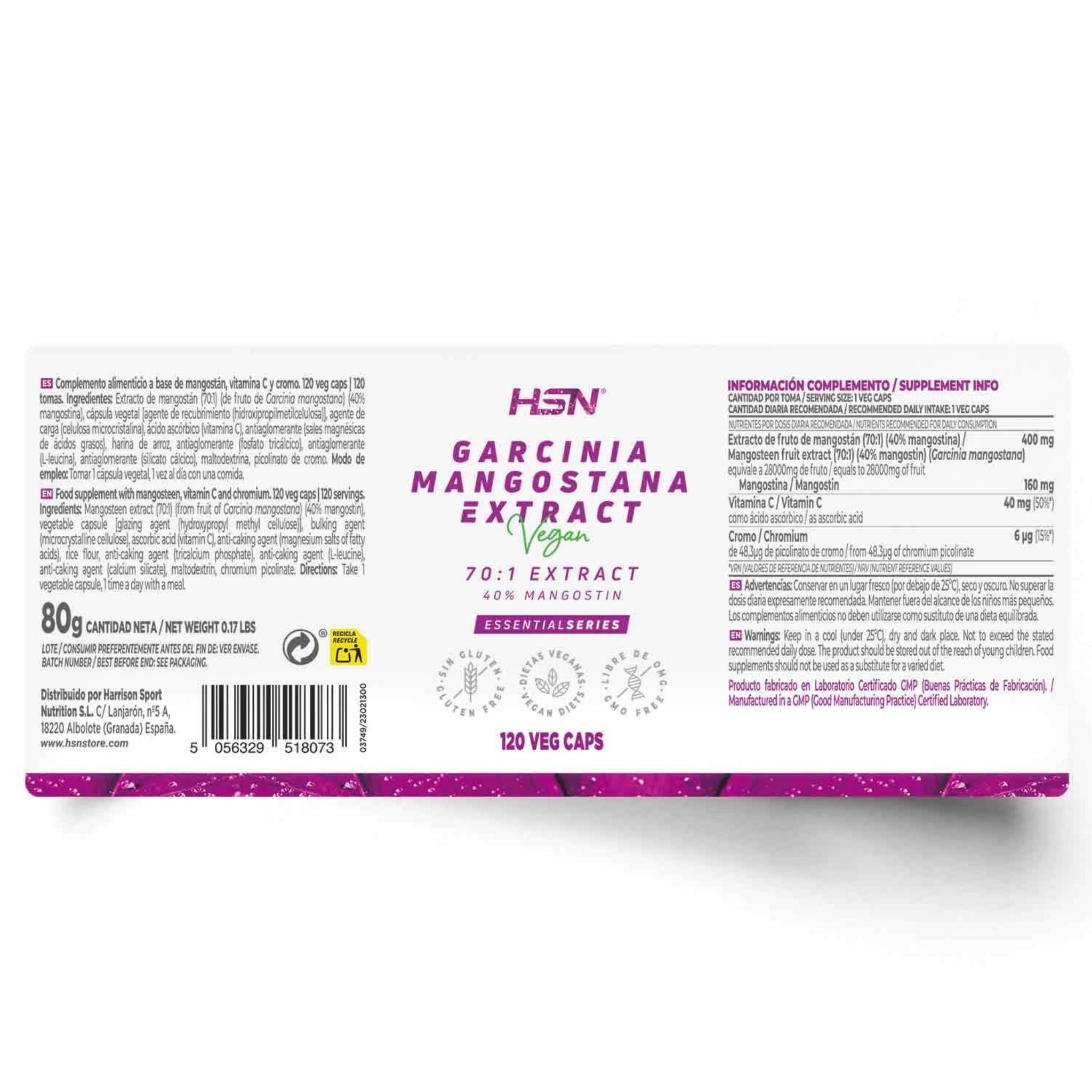 Garcinia Mangosteen Extract (70:1), 400MG, 120 Veg Capsules - Image 2