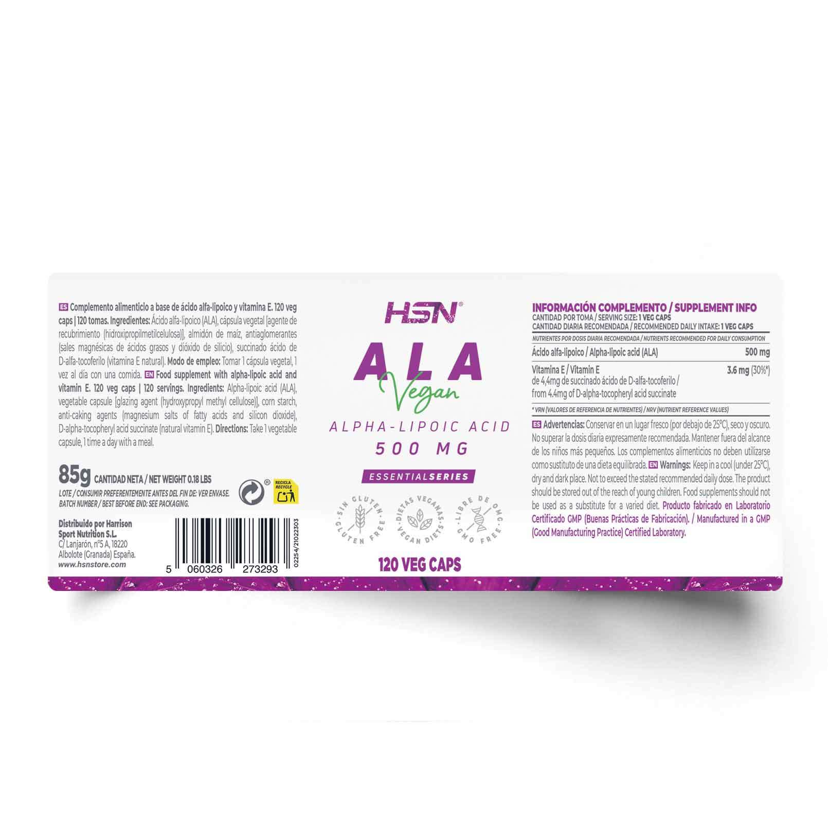 Alpha Lipoic Acid (ALA) 500mg, 120 Veg Caps