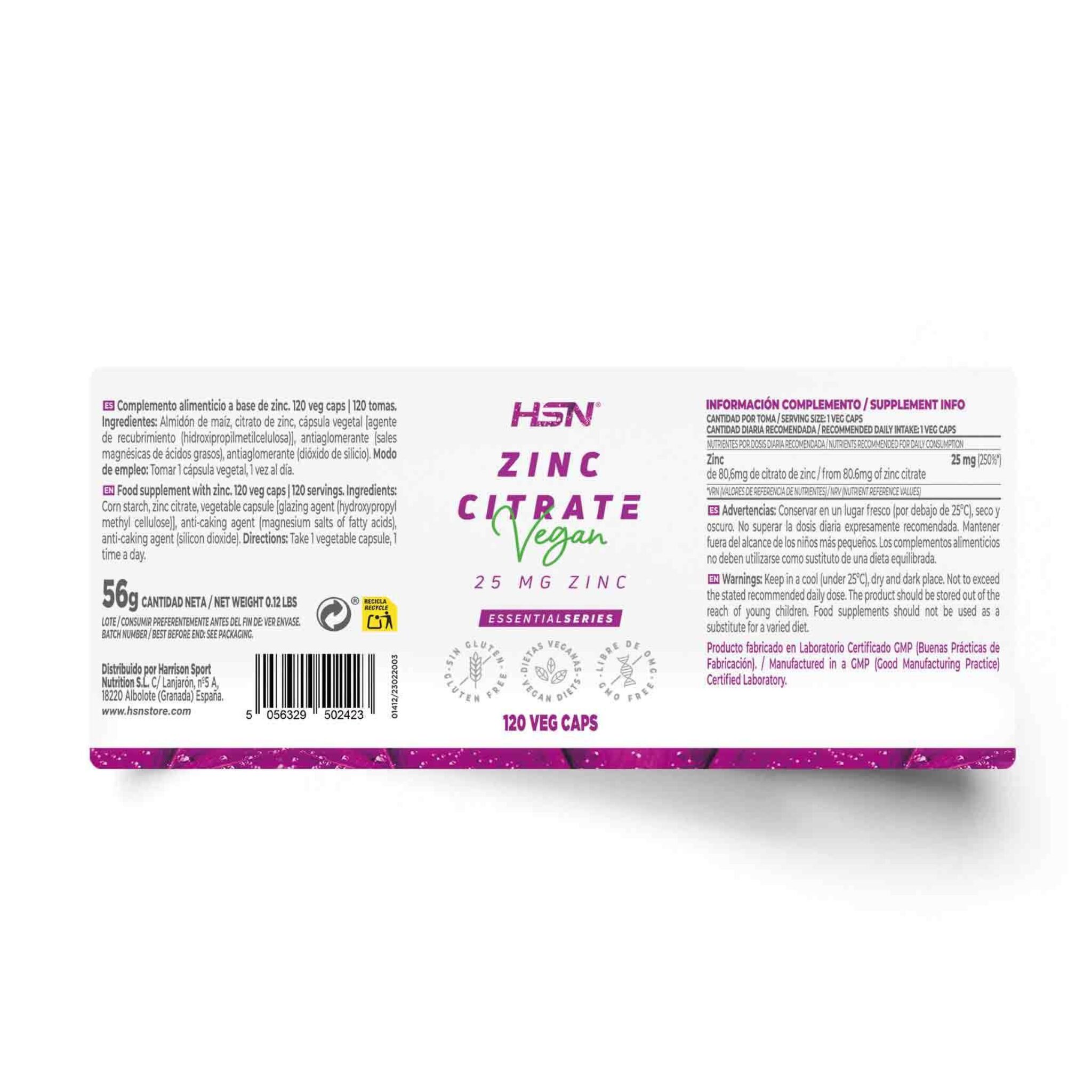 Zinc Citrate, 25mg zinc, 120 Vegetable Capsules - Image 2