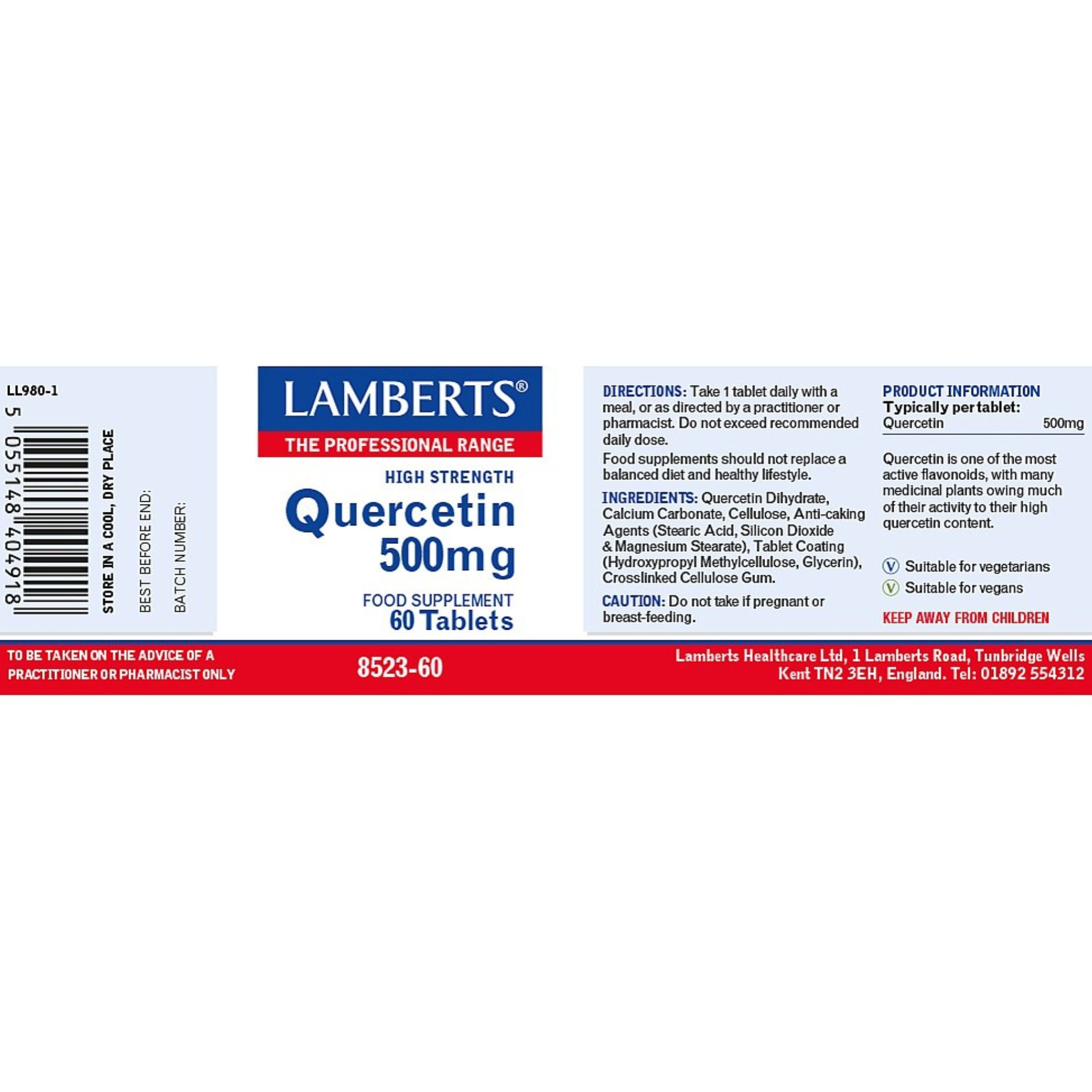 Quercetin, 500mg, 60 Tablets - Image 2