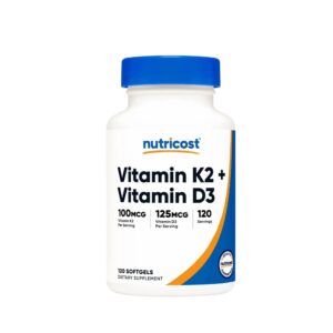 Vitamin K2 (100MCG)+ Vitamin D3 (125MCG), 120 Softgels