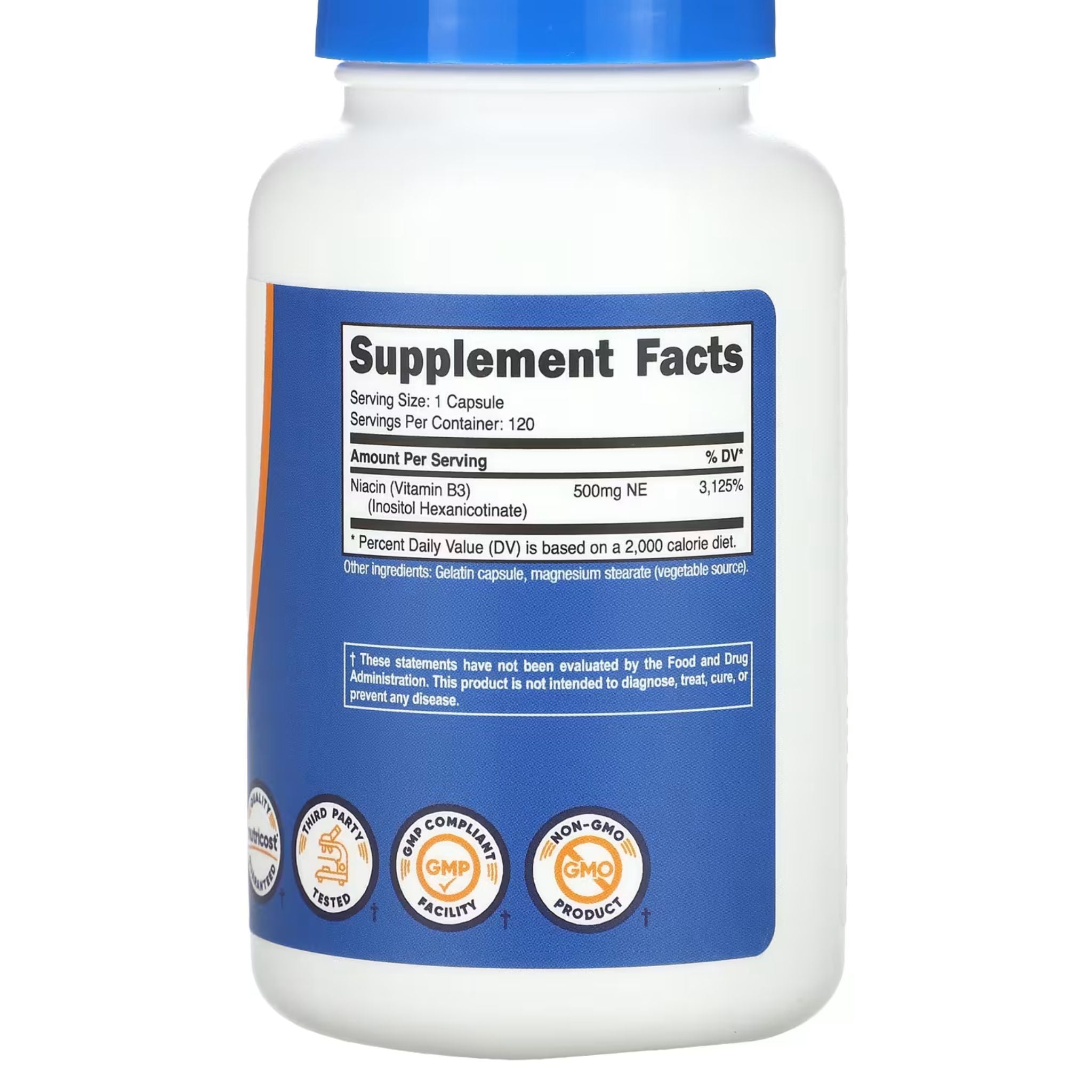 Niacin Flush-free, 500mg, 120 Capsules - Image 2