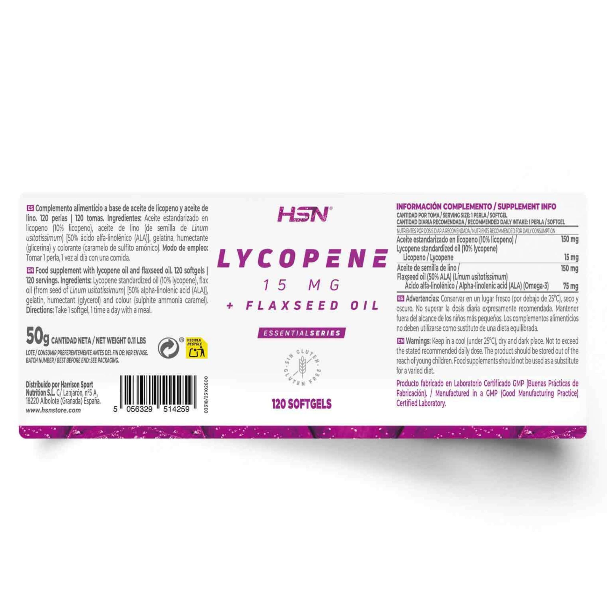 Lycopene 15mg + Flax Seed Oil, 120 Softgels - Image 2