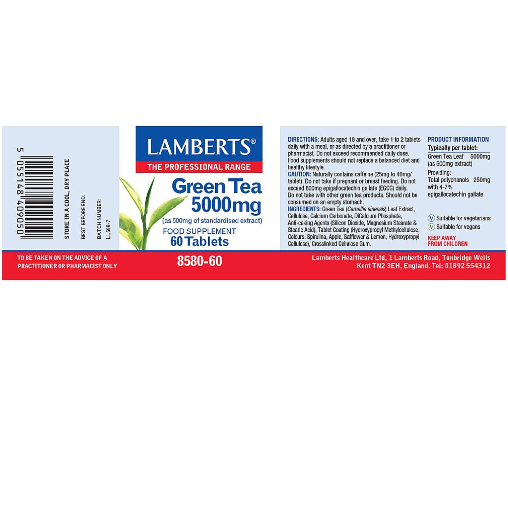 Green Tea, 5000mg, 60 Tablets - Image 2