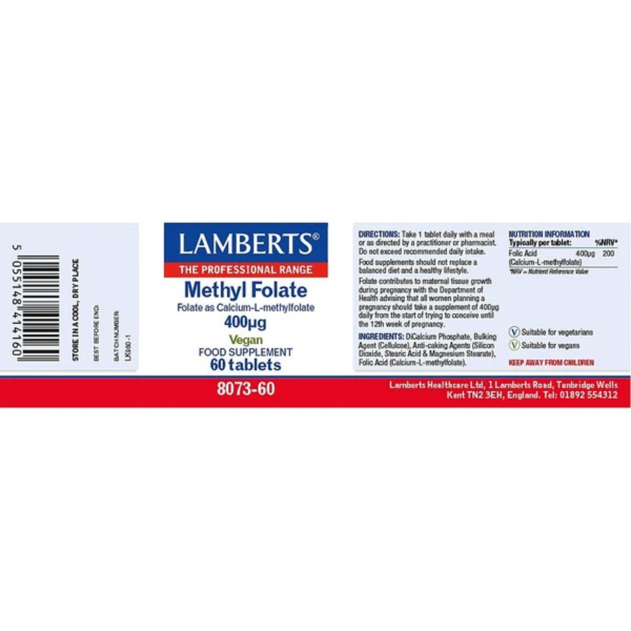 Methyl Folate 400ug, 60 Tablets - Image 2